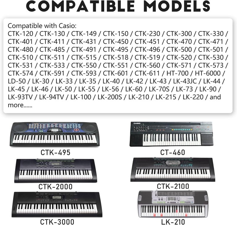 Pinkind 9V AC/DC Power Adapter Compatible with Casio Piano Keyboard AD-5 AD-5MU AD-5MR WK-110 WK-200 LK-43 LK-100 LK-220 CTK-496 CTK-573 CTK-700 CTK-710 CTK-720 CTK-2100 Replacement Charger - Not for 9.5V - Image 2